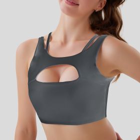 Hollow Sports Bra (Option: Grey-XL)